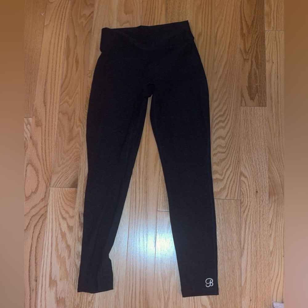 Women's Dark Grey High-Waist Stretch Leggings with Embroidered 'B'